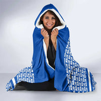 El Salvador Tribal Pattern Hooded Blanket with National Coat of Arms and Blue White Theme - Wonder Print Shop