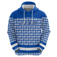 El Salvador Tribal Pattern Hoodie with National Coat of Arms and Blue White Theme - Wonder Print Shop