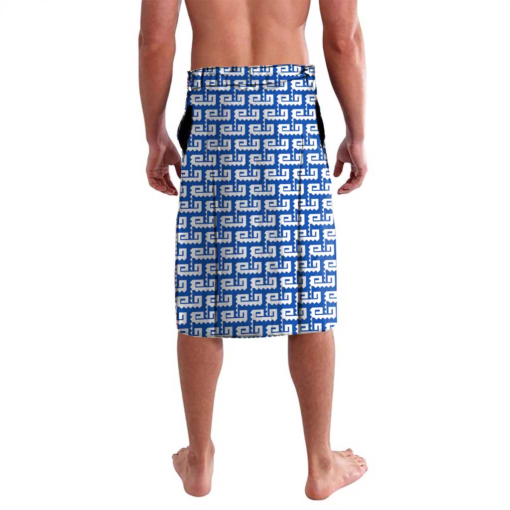El Salvador Tribal Pattern Lavalava with National Coat of Arms and Blue White Theme - Wonder Print Shop