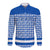 El Salvador Tribal Pattern Long Sleeve Button Shirt with National Coat of Arms and Blue White Theme - Wonder Print Shop