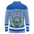 El Salvador Tribal Pattern Long Sleeve Polo Shirt with National Coat of Arms and Blue White Theme - Wonder Print Shop
