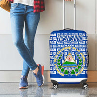 El Salvador Tribal Pattern Luggage Cover with National Coat of Arms and Blue White Theme - Wonder Print Shop