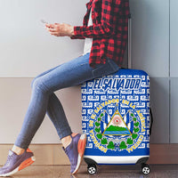 El Salvador Tribal Pattern Luggage Cover with National Coat of Arms and Blue White Theme - Wonder Print Shop