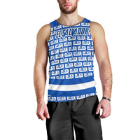 El Salvador Tribal Pattern Men Tank Top with National Coat of Arms and Blue White Theme - Wonder Print Shop