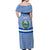El Salvador Tribal Pattern Off Shoulder Maxi Dress with National Coat of Arms and Blue White Theme - Wonder Print Shop