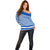 El Salvador Tribal Pattern Off Shoulder Sweater with National Coat of Arms and Blue White Theme - Wonder Print Shop