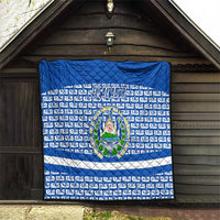 El Salvador Tribal Pattern Quilt with National Coat of Arms and Blue White Theme - Wonder Print Shop