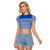 El Salvador Tribal Pattern Raglan Cropped T Shirt with National Coat of Arms and Blue White Theme - Wonder Print Shop