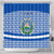 El Salvador Tribal Pattern Shower Curtain with National Coat of Arms and Blue White Theme - Wonder Print Shop