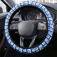 El Salvador Tribal Pattern Steering Wheel Cover with National Coat of Arms and Blue White Theme - Wonder Print Shop