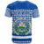 El Salvador Tribal Pattern T Shirt with National Coat of Arms and Blue White Theme - Wonder Print Shop