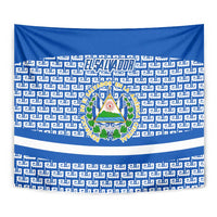 El Salvador Tribal Pattern Tapestry with National Coat of Arms and Blue White Theme - Wonder Print Shop