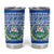 El Salvador Tribal Pattern Tumbler Cup with National Coat of Arms and Blue White Theme - Wonder Print Shop