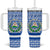 El Salvador Tribal Pattern Tumbler With Handle with National Coat of Arms and Blue White Theme - Wonder Print Shop
