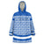 El Salvador Tribal Pattern Wearable Blanket Hoodie with National Coat of Arms and Blue White Theme - Wonder Print Shop