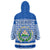 El Salvador Tribal Pattern Wearable Blanket Hoodie with National Coat of Arms and Blue White Theme - Wonder Print Shop