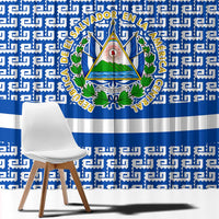 El Salvador Tribal Pattern Window Curtain with National Coat of Arms and Blue White Theme - Wonder Print Shop