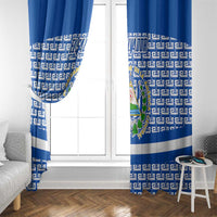 El Salvador Tribal Pattern Window Curtain with National Coat of Arms and Blue White Theme - Wonder Print Shop
