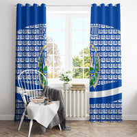El Salvador Tribal Pattern Window Curtain with National Coat of Arms and Blue White Theme - Wonder Print Shop