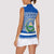 El Salvador Tribal Pattern Women Sleeveless Polo Shirt with National Coat of Arms and Blue White Theme - Wonder Print Shop