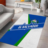 El Salvador Flag Crest Area Rug with Blue Green Stripes and Bold Letter Design - Wonder Print Shop