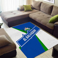 El Salvador Flag Crest Area Rug with Blue Green Stripes and Bold Letter Design - Wonder Print Shop