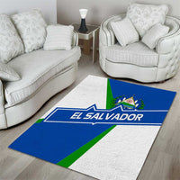 El Salvador Flag Crest Area Rug with Blue Green Stripes and Bold Letter Design - Wonder Print Shop