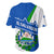 El Salvador Flag Crest Baseball Jersey with Blue Green Stripes and Bold Letter Design - Wonder Print Shop