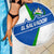 El Salvador Flag Crest Beach Blanket with Blue Green Stripes and Bold Letter Design - Wonder Print Shop