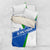 El Salvador Flag Crest Bedding Set with Blue Green Stripes and Bold Letter Design - Wonder Print Shop