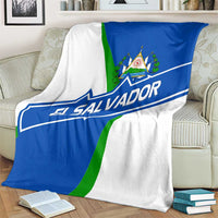 El Salvador Flag Crest Blanket with Blue Green Stripes and Bold Letter Design - Wonder Print Shop