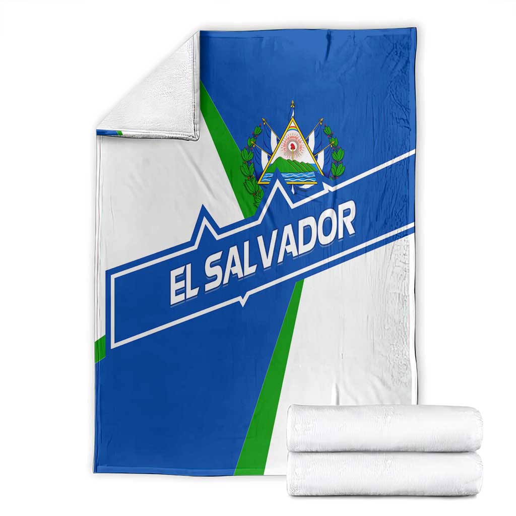 El Salvador Flag Crest Blanket with Blue Green Stripes and Bold Letter Design - Wonder Print Shop