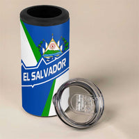 El Salvador Flag Crest 4 in 1 Can Cooler Tumbler with Blue Green Stripes and Bold Letter Design - Wonder Print Shop