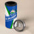 El Salvador Flag Crest 4 in 1 Can Cooler Tumbler with Blue Green Stripes and Bold Letter Design - Wonder Print Shop