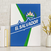 El Salvador Flag Crest Canvas Wall Art with Blue Green Stripes and Bold Letter Design - Wonder Print Shop