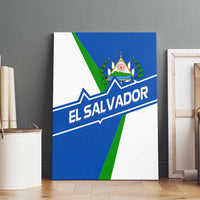 El Salvador Flag Crest Canvas Wall Art with Blue Green Stripes and Bold Letter Design - Wonder Print Shop