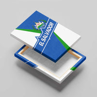 El Salvador Flag Crest Canvas Wall Art with Blue Green Stripes and Bold Letter Design - Wonder Print Shop