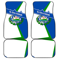 El Salvador Flag Crest Car Mats with Blue Green Stripes and Bold Letter Design - Wonder Print Shop