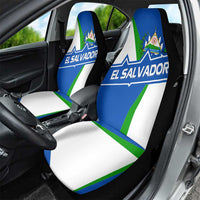El Salvador Flag Crest Car Seat Cover with Blue Green Stripes and Bold Letter Design - Wonder Print Shop