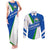 El Salvador Flag Crest Couples Matching Tank Maxi Dress and Long Sleeve Button Shirt with Blue Green Stripes and Bold Letter Design - Wonder Print Shop