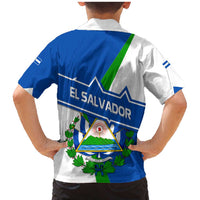 El Salvador Flag Crest Family Matching Mermaid Dress and Hawaiian Shirt with Blue Green Stripes and Bold Letter Design - Wonder Print Shop