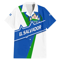 El Salvador Flag Crest Family Matching Mermaid Dress and Hawaiian Shirt with Blue Green Stripes and Bold Letter Design - Wonder Print Shop