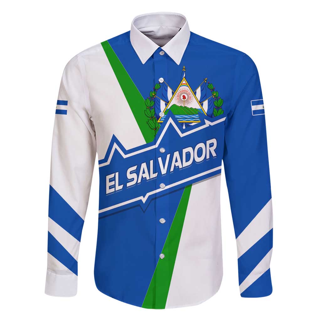 El Salvador Flag Crest Family Matching Mermaid Dress and Hawaiian Shirt with Blue Green Stripes and Bold Letter Design - Wonder Print Shop