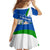 El Salvador Flag Crest Family Matching Off Shoulder Maxi Dress and Hawaiian Shirt with Blue Green Stripes and Bold Letter Design - Wonder Print Shop