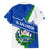 El Salvador Flag Crest Family Matching Puletasi and Hawaiian Shirt with Blue Green Stripes and Bold Letter Design - Wonder Print Shop