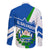 El Salvador Flag Crest Family Matching Puletasi and Hawaiian Shirt with Blue Green Stripes and Bold Letter Design - Wonder Print Shop