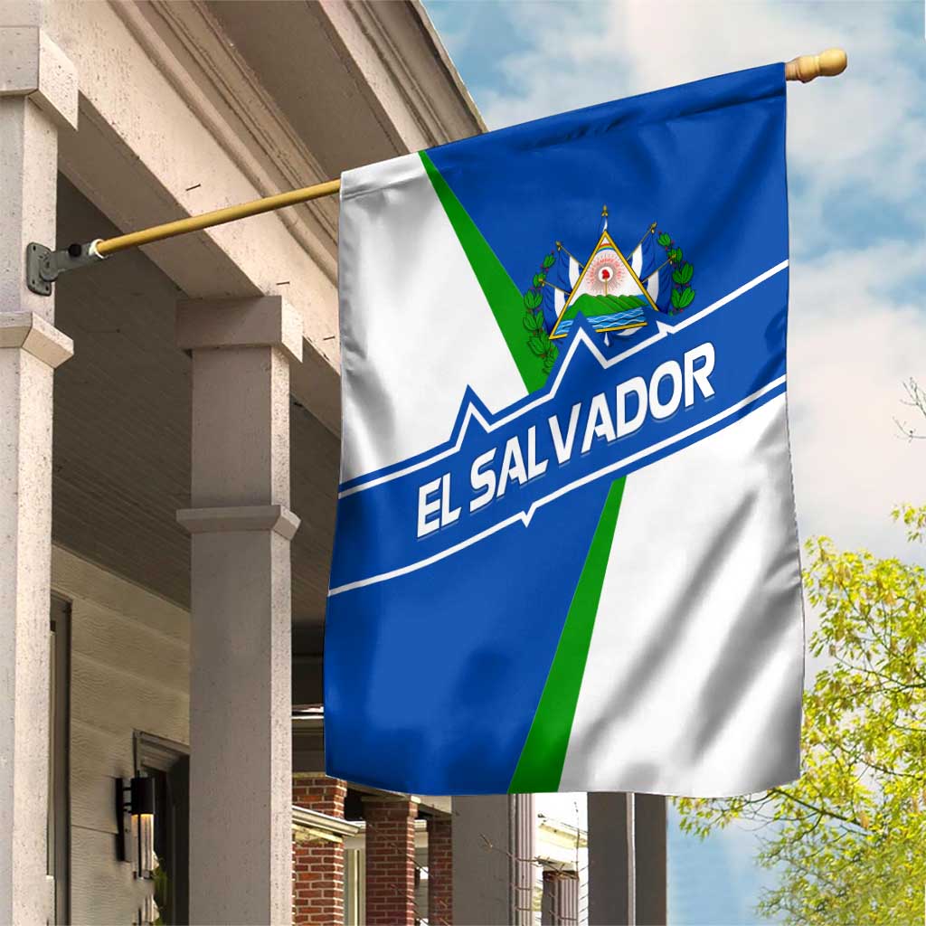 El Salvador Flag Crest Garden Flag with Blue Green Stripes and Bold Letter Design - Wonder Print Shop