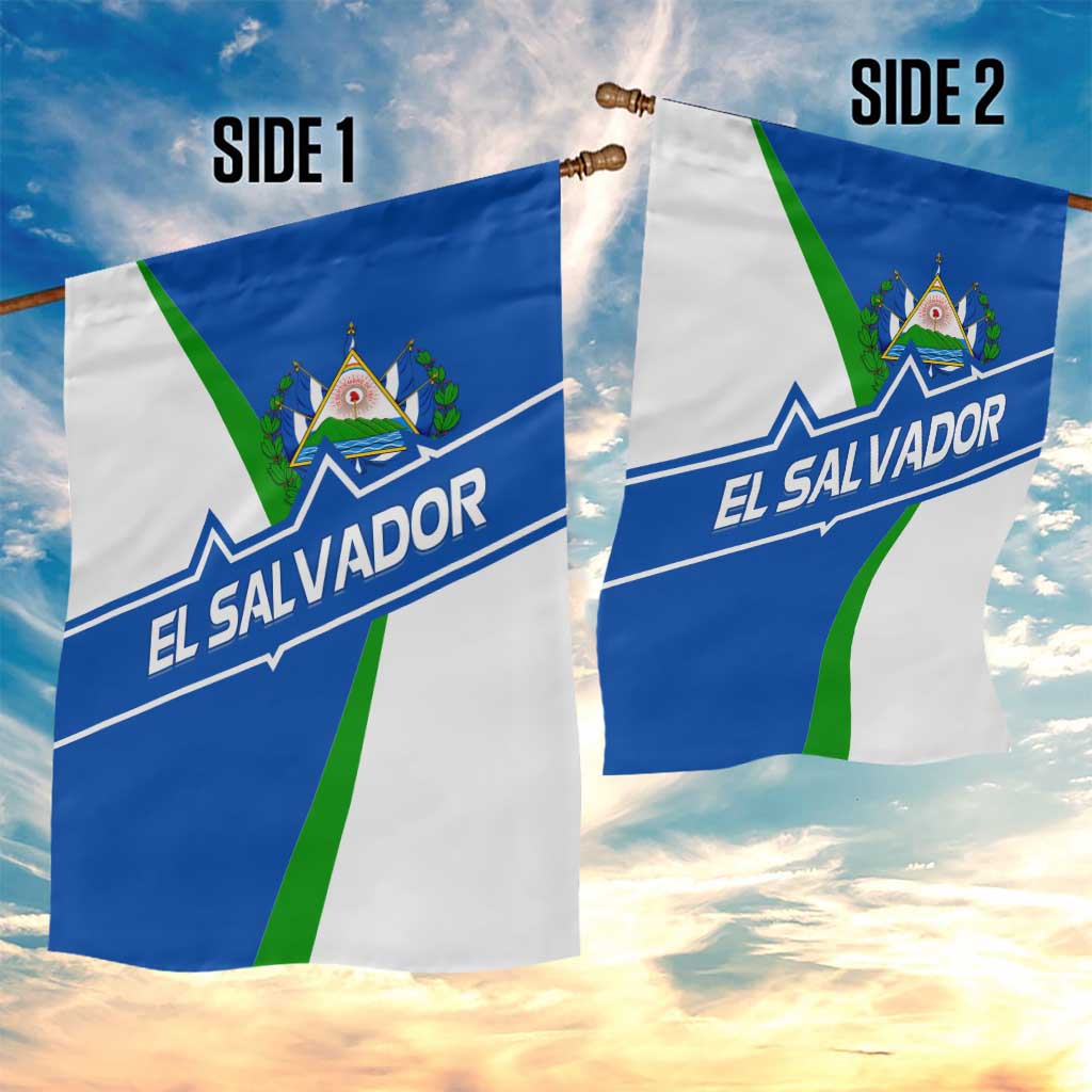 El Salvador Flag Crest Garden Flag with Blue Green Stripes and Bold Letter Design - Wonder Print Shop