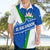 El Salvador Flag Crest Hawaiian Shirt with Blue Green Stripes and Bold Letter Design - Wonder Print Shop