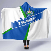 El Salvador Flag Crest Hooded Blanket with Blue Green Stripes and Bold Letter Design - Wonder Print Shop